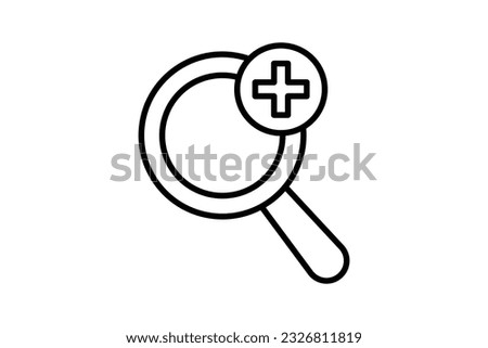 Advanced icon. Magnifying glass, search, plus sign. Line icon style design. Simple vector design editable
