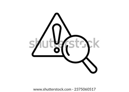 Problem identification icon. magnifying glass with exclamation mark. icon related to warning, notification. Line icon style. Simple vector design editable