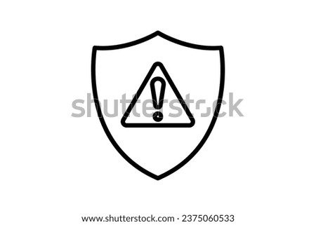 Security alert icon. Shield with exclamation mark. icon related to Warning, notification. suitable for web site, app, user interfaces, printable etc. Line icon style. Simple vector design editable