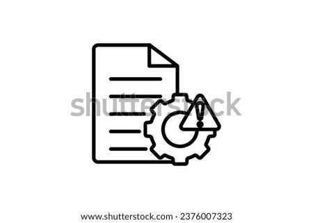 Error report icon. document with gear and exclamation mark. icon related to warning, notification. suitable for app, user interfaces, printable etc. Line icon style. Simple vector design editable