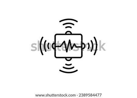 advanced sensors icon. sensor with data waves. icon related to technology. line icon style. simple vector design editable