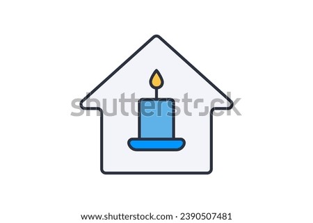 candle house icon. icon related to meditation, wellness, spa. flat line icon style. simple vector design editable