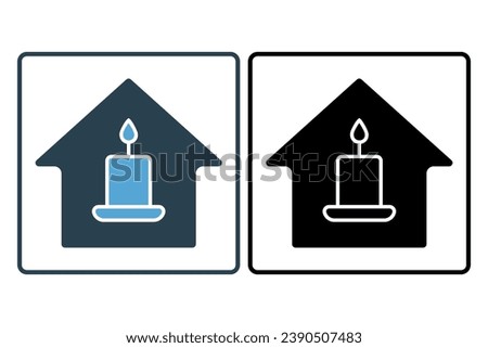 candle house icon. icon related to meditation, wellness, spa. solid icon style. simple vector design editable