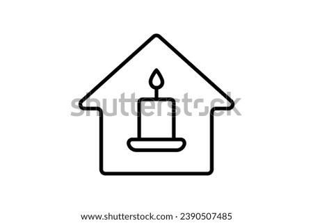 candle house icon. icon related to meditation, wellness, spa. line icon style. simple vector design editable