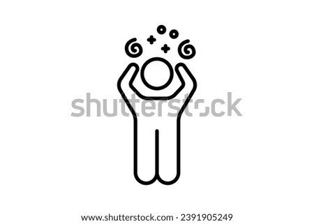 dizzy icon. human scratching the head with chaos. icon related to confusion. line icon style. simple vector design editable