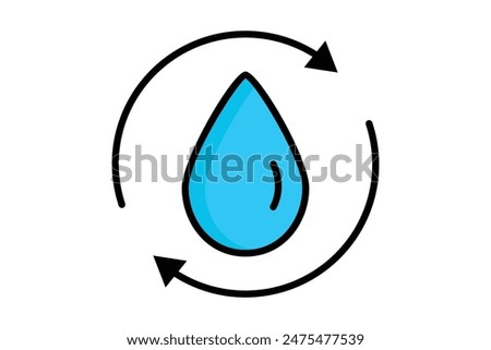 Water treatment icon. water drop with arrow. icon related to purification. colored outline icon style. water purification elements vector illustration