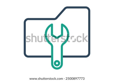 Data management icon. folder with wrench. icon related to organize. line icon style. data analytics elements vector illustration