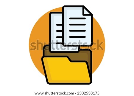 Data collection colored outline icon. folder with paper. icon related to gather. data analytics elements vector illustration