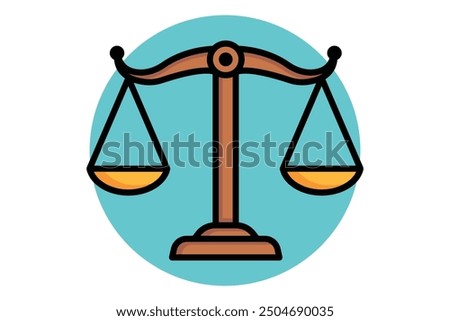 Scale of justice colored outline icon. icon related to law and justice. justice elements vector illustration