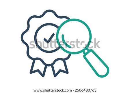 Quality control icon. line icon style. charter with magnifying glass. icon related to efficiency. productivity elements vector illustration