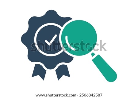 Quality control icon. solid icon style. charter with magnifying glass. icon related to efficiency. productivity elements vector illustration