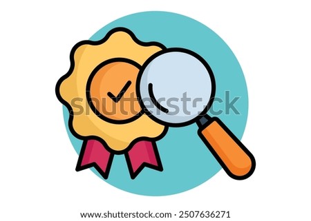 Quality control colored outline icon. charter with magnifying glass. icon related to efficiency. productivity elements vector illustration