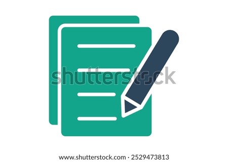 Registration icon. solid icon style. paper with pencil. icon related to reception. hotel elements vector illustration