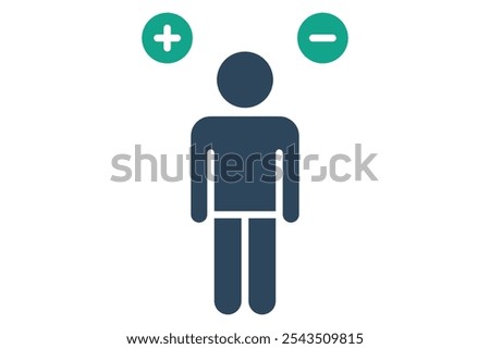 Attitude icon. solid icon style. person with minus and plus. icon related to motivation. success elements vector illustration