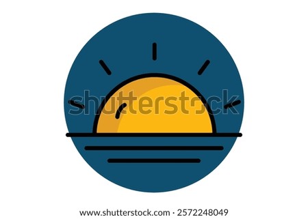 Sunrise icon. colored outline icon style. icon related to time and date. time elements vector illustration