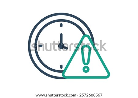 Delay icon. line icon style. clock with exclamation mark. icon related to time and date. time elements vector illustration