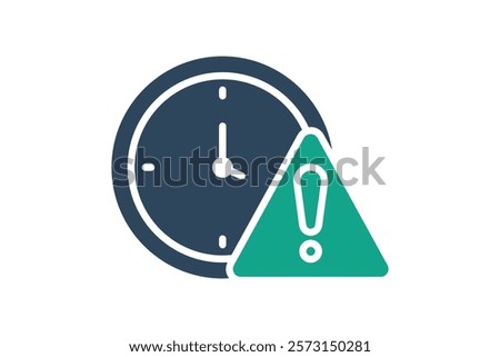 Delay icon. solid icon style. clock with exclamation mark. icon related to time and date. time elements vector illustration