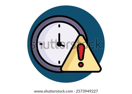 Delay icon. colored outline icon style. clock with exclamation mark. icon related to time and date. time elements vector illustration