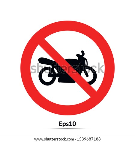 No Motorcycle sign or No Parking Sign on gray background, vector illustration. Red prohibition sign. Stop symbol.