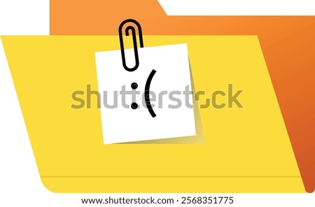 An empty folder illustration with a sad face note attached, representing no files or missing data. Vibrant and clean design suitable for editorial and commercial use.