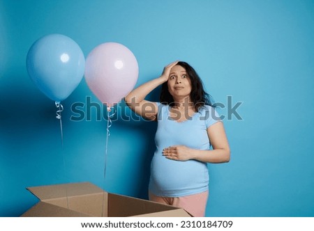 Similar – Image, Stock Photo Surprised newborn girl while relax in her hammock