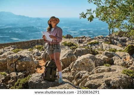 Similar – Image, Stock Photo Female traveler exploring rocky formation