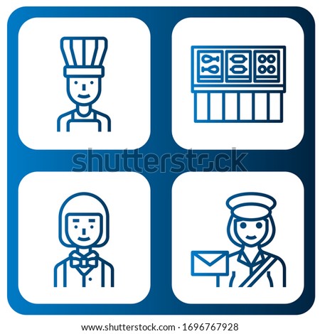 chef icon set. Collection of Chef, Buffet, Waiter, Postwoman icons