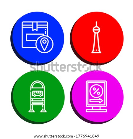 Set of street icons. Such as Tracking, Berlin, Bus stop, Billboards , street icons