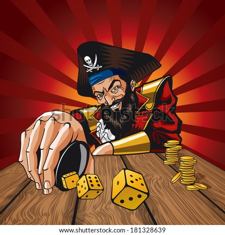 Illustration of pirate with dice