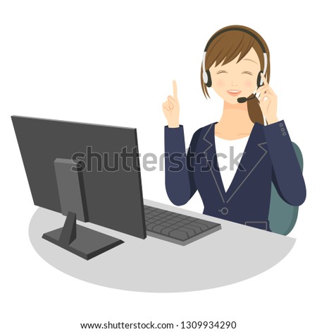 A woman with a smiling phone operator