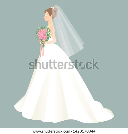 Bride in a wedding dress with a bouquet