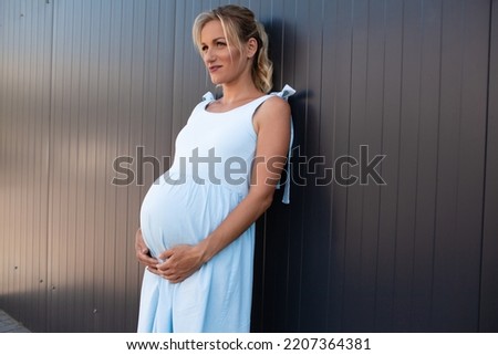 Similar – Image, Stock Photo Urban young pregnant woman