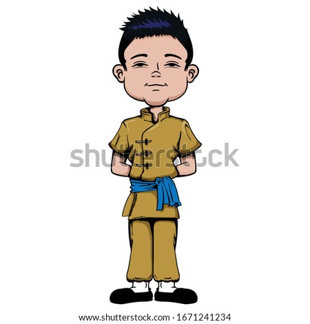 Boy with features, Asian child, Chinese, Asia. Ideal for educational and institutional materials