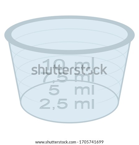 Perspective dosage cup packaging object illustration for cosmetic, medicine, supplement and vitamins. Ideal for catalogs, newsletters and packaging catalogs