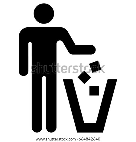 Icon pictogram of a person throwing garbage in the correct place. Ideal for catalogs, information and institutional material
 Stockfoto © 