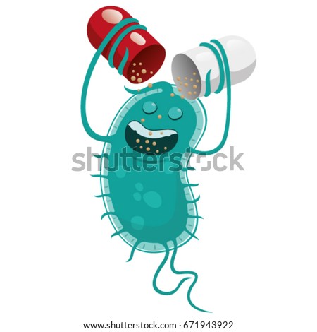 Illustration depicts a super bug a microorganism, drug resistant or antibiotic. Ideal for informational and medicinal materials