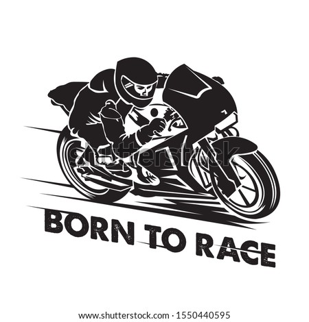 Man Riding motobike vector illustration logo design, good for tshirt design and racing event logo