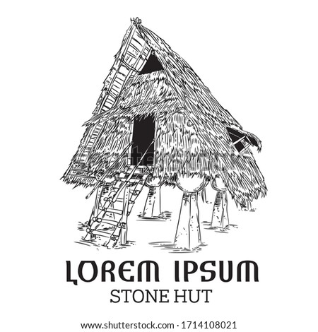 Latte Stone Hut logo good for vacation shirt and tourism logo