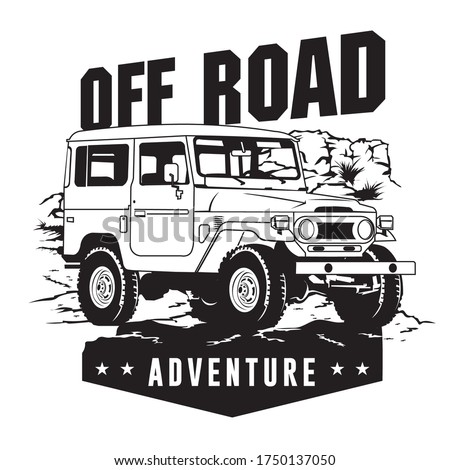 Off road vehicle in the rock mountain vector illustration, good for off road club logo and t shirt design 