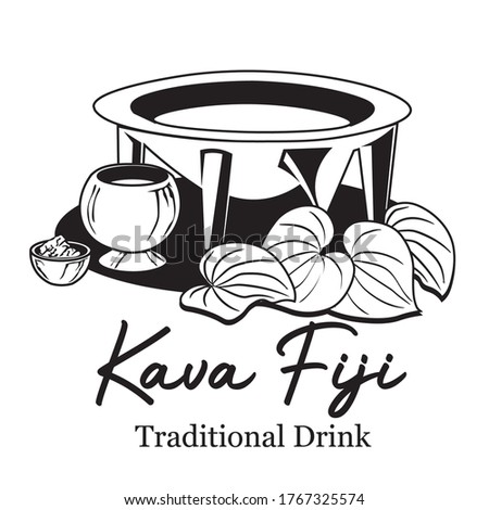Kava Drink with bowl and kava leaf, good for kava drink product