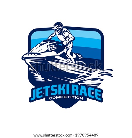 Jet ski Racing vector illustration design, perfect for Event logo, sticker, badge, emblem and t shirt design