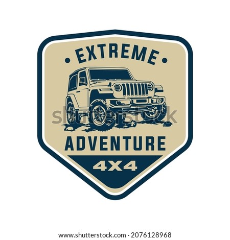 Offroad adventure vehicle logo design, perfect for adventure club tshirt design