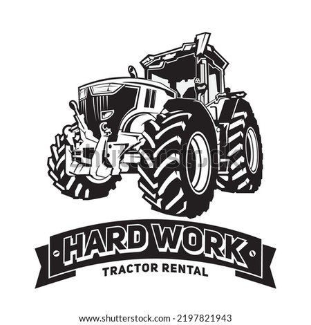 Farm Tractor vector illustration, perfect for Equipment Rental Company and Farm logo design