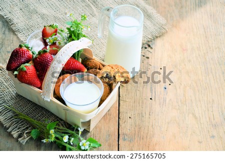 milk and strawberries, organic food
