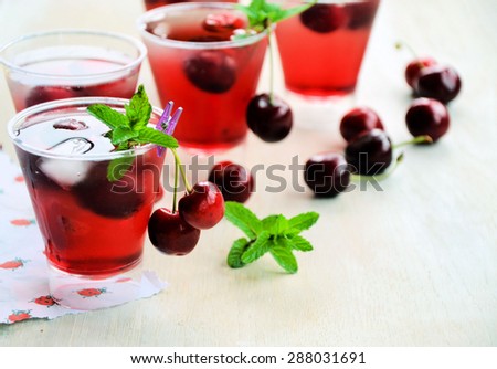 summer cocktail cherries,  background for tex