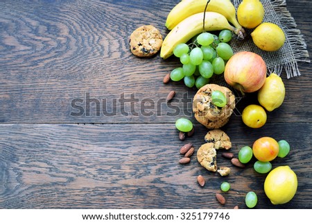 frame of food ingredients for afternoon snack, background for text