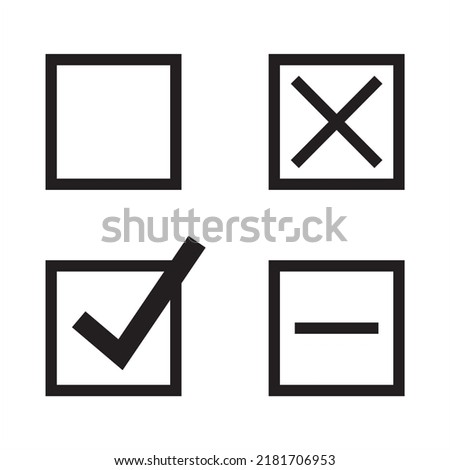 Checkbox icon set. Flat graphic design. Symbol on white background. Vector illustration. EPS10.