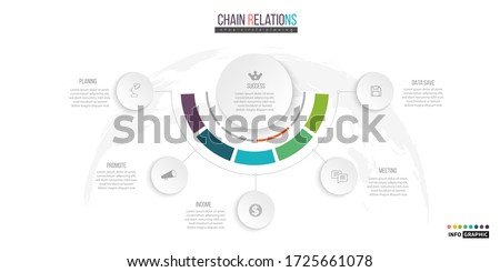 Half - Round circle  info- graphic with business 5 step to success center diagram chart