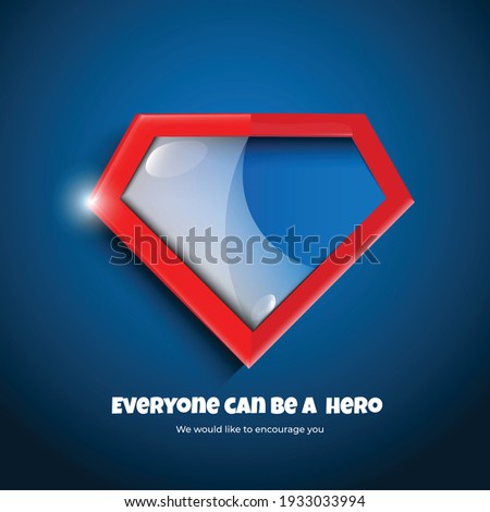 super hero badge tag label and logo on blue pattern