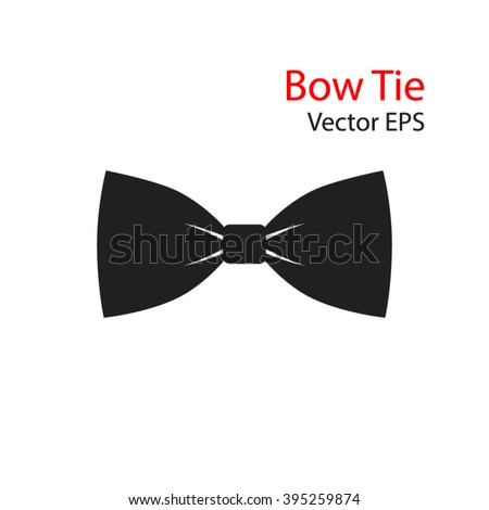 Black bow tie vector flat Icon isolated on white background.